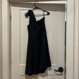 JASAMBAC Women's Bow One Shoulder Dress with Pockets A-line